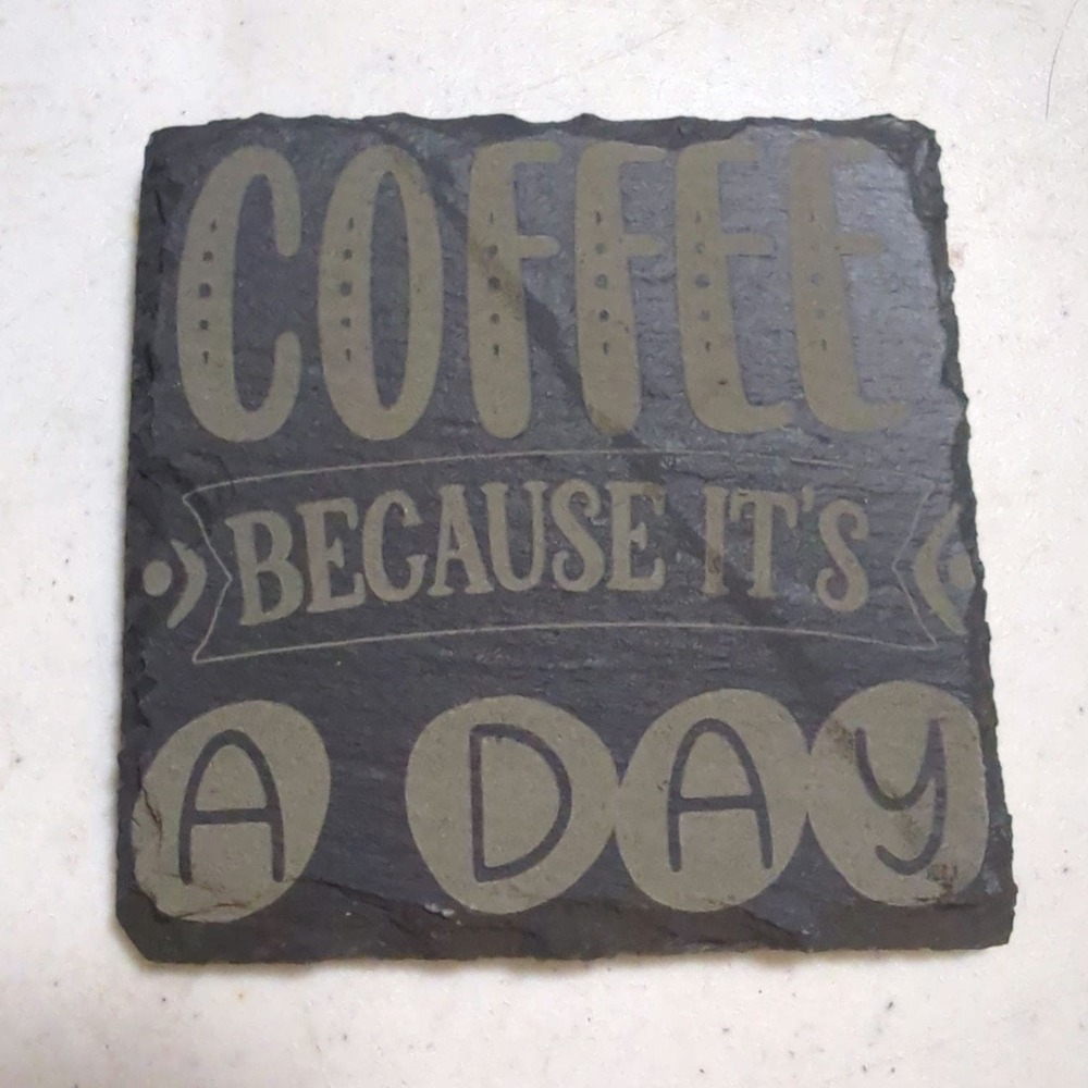 Set of 4 slate engraved coffee coasters